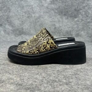Vtg Steve Madden 90s Y2K Platform Slinky Chunky Sandals Womens Sz 8B Snakeprint